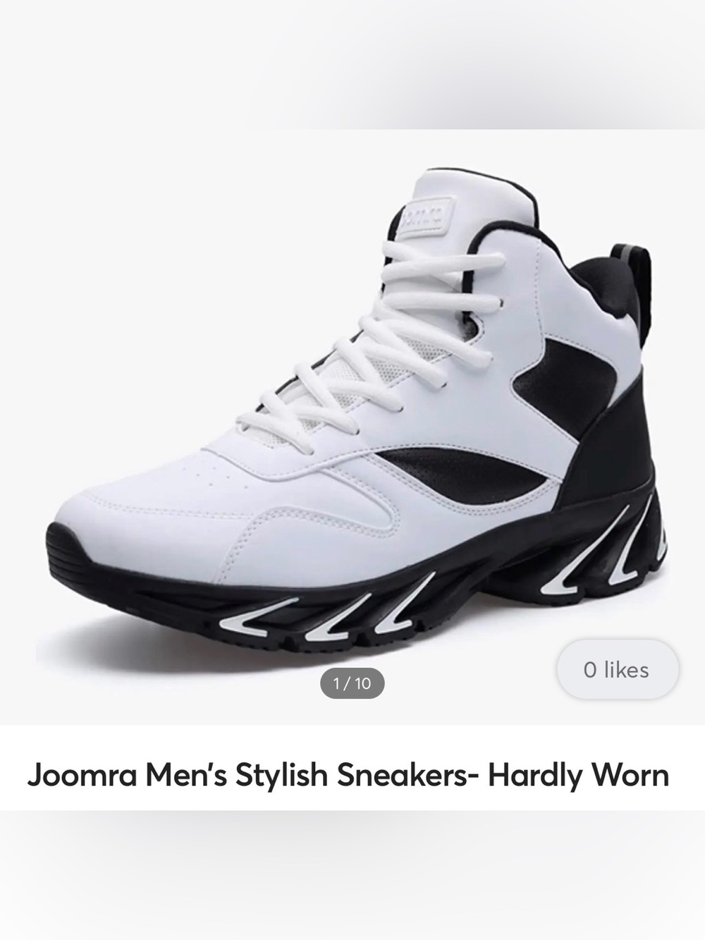 Joomra Men's White and Black High-Top Basketball Shoes